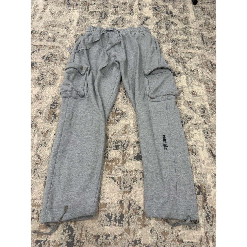 YoungLA Mens Cargo Sweatpants Gray Relaxed Fit Joggers Size L